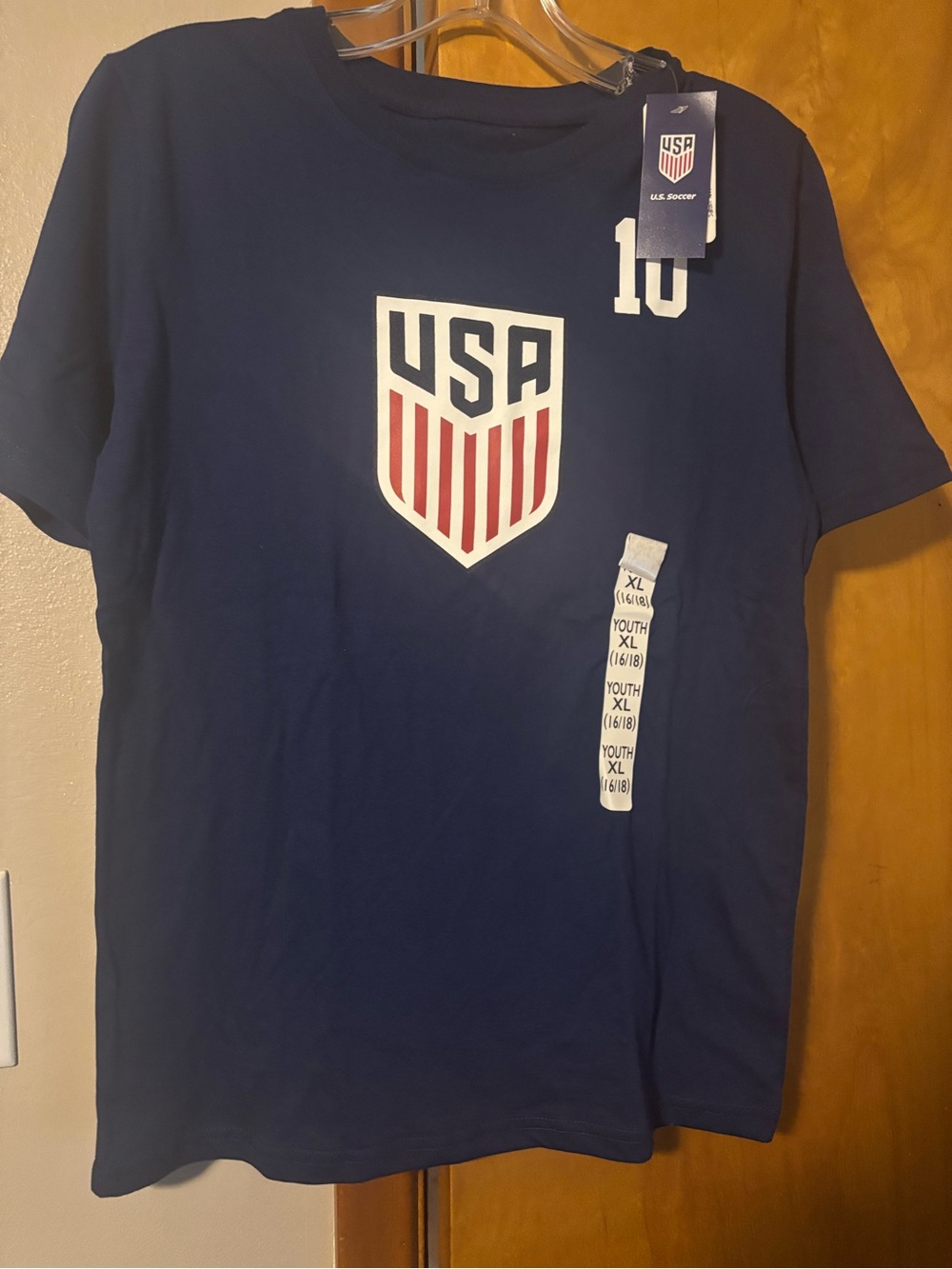 Men's USA Crest Navy Soccer Tee - Youth XL